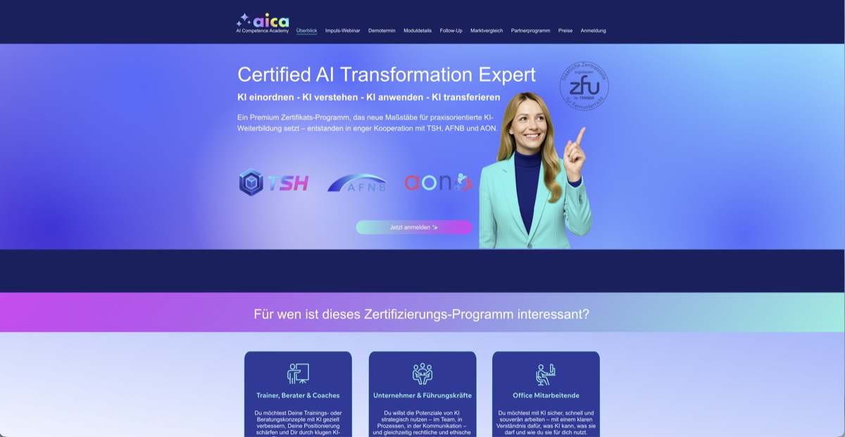 Website der AI Competence Academy