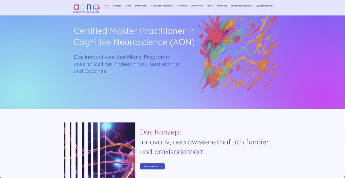 Website der Academy of Neuroscience